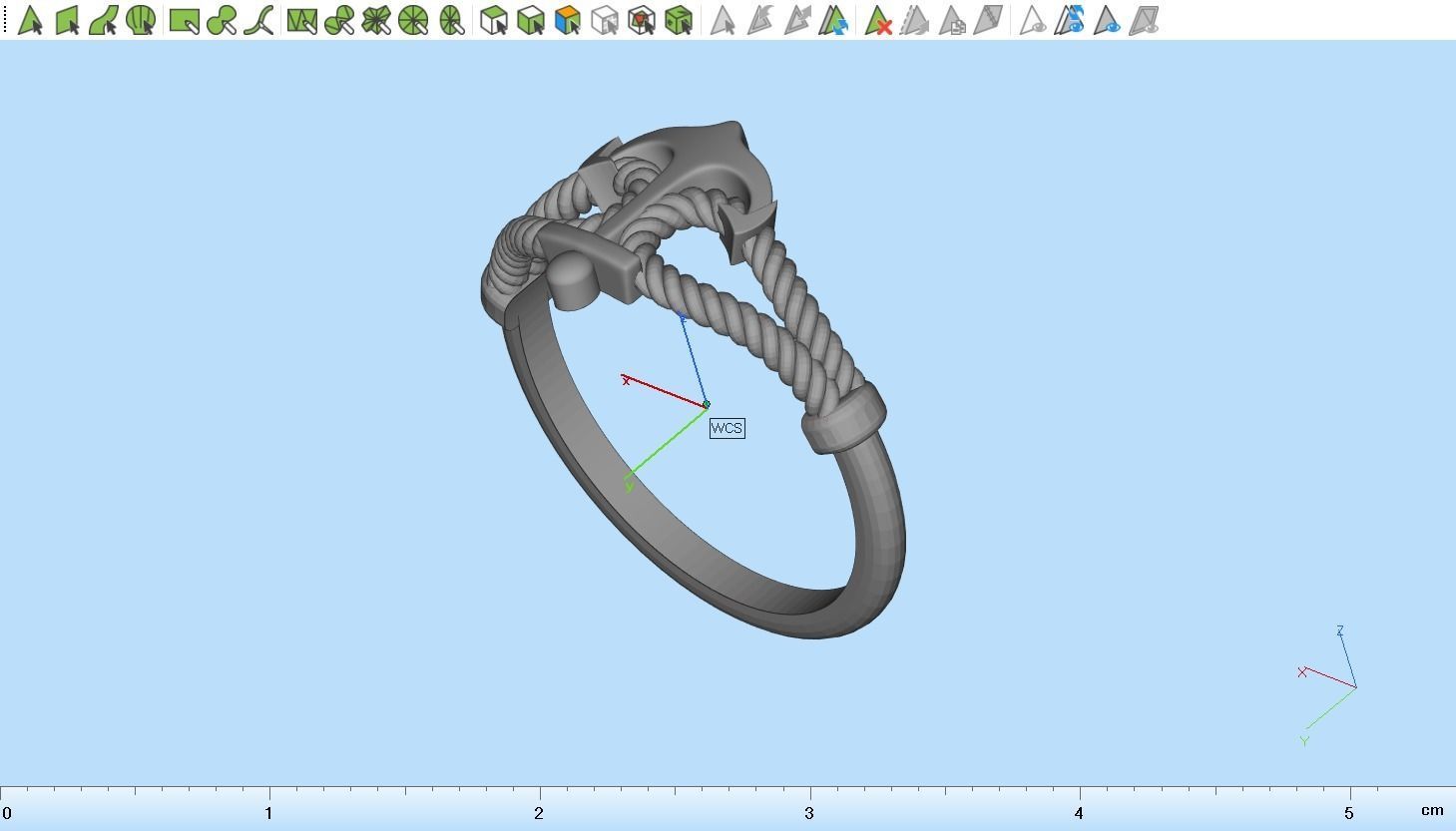 Gold Collection Anchor Ring US Size 9 3D print model_21