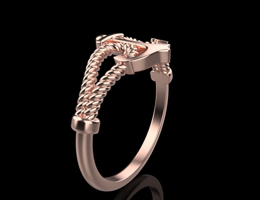 Gold Collection Anchor Ring US Size 9 5 3D print model_13