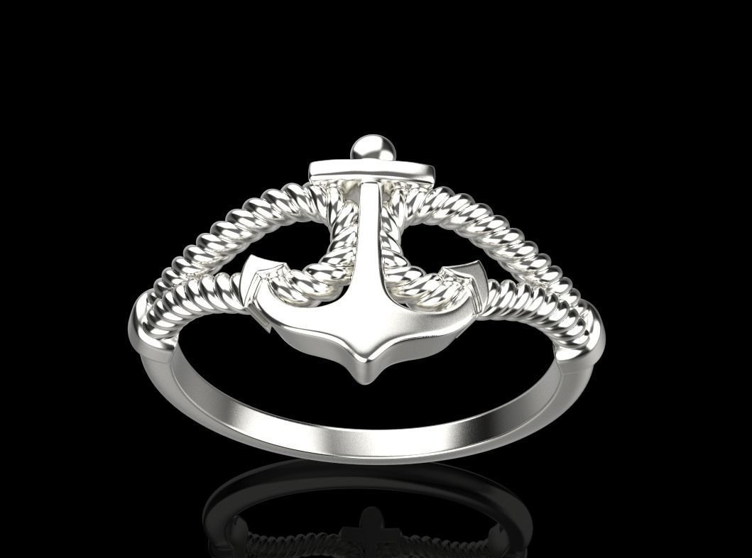 Gold Collection Anchor Ring US Size 9 5 3D print model_9