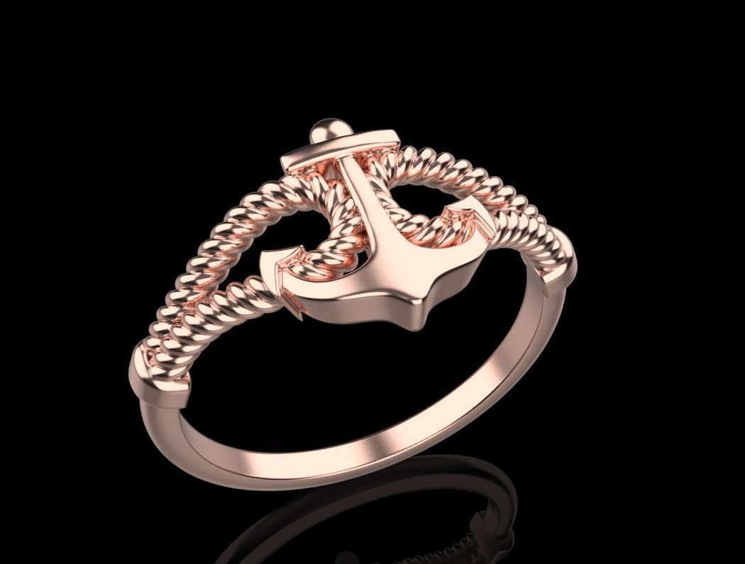 Gold Collection Anchor Ring US Size 9 5 3D print model_14