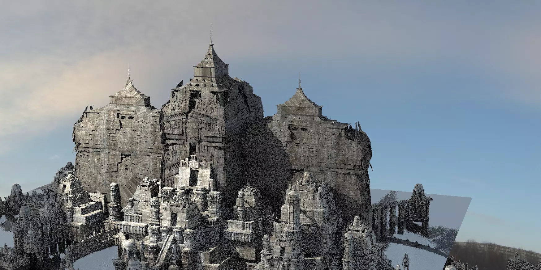Classical Fantasy style Cliff tower City 3D model