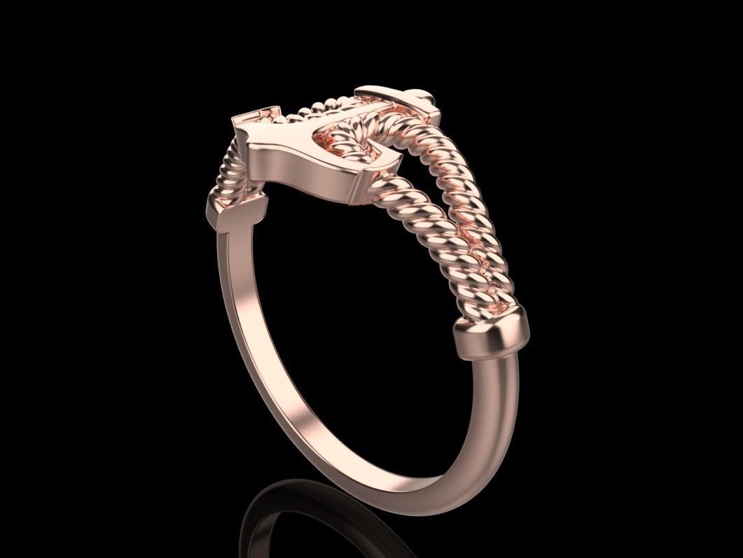 Gold Collection Anchor Ring US Size 10 3D print model_15