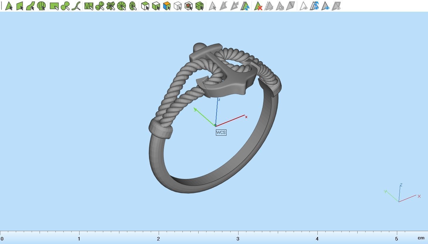 Gold Collection Anchor Ring US Size 10 3D print model_17