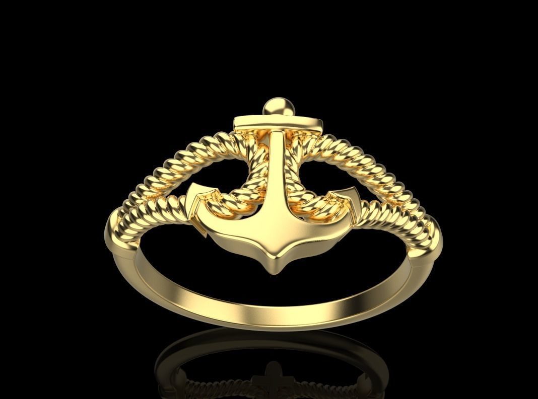 Gold Collection Anchor Ring US Size 10 5 3D print model_8