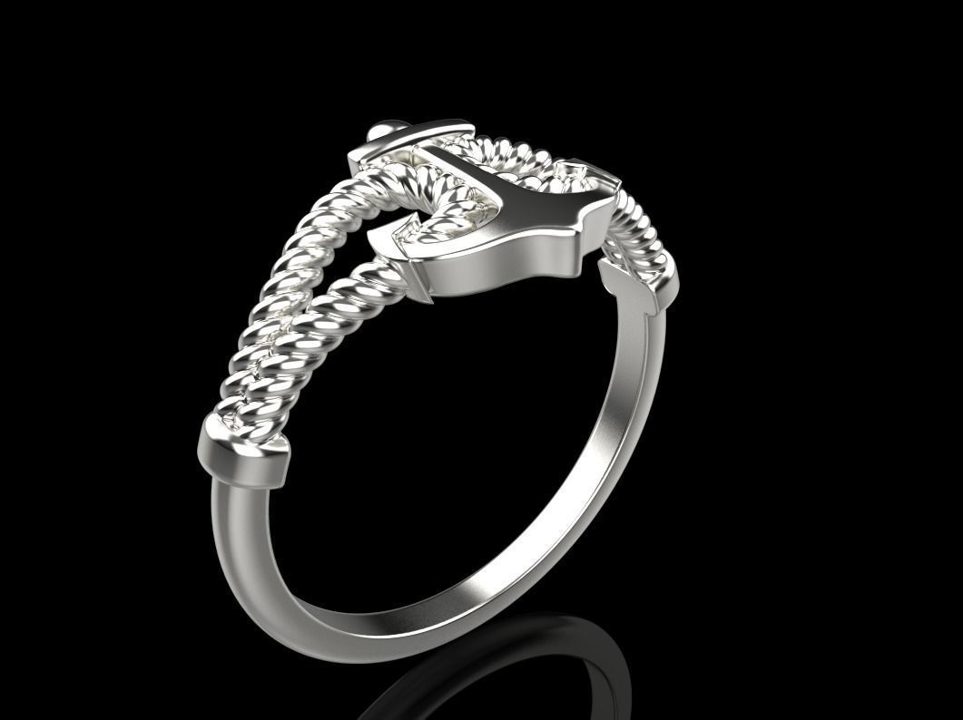 Gold Collection Anchor Ring US Size 10 5 3D print model_10