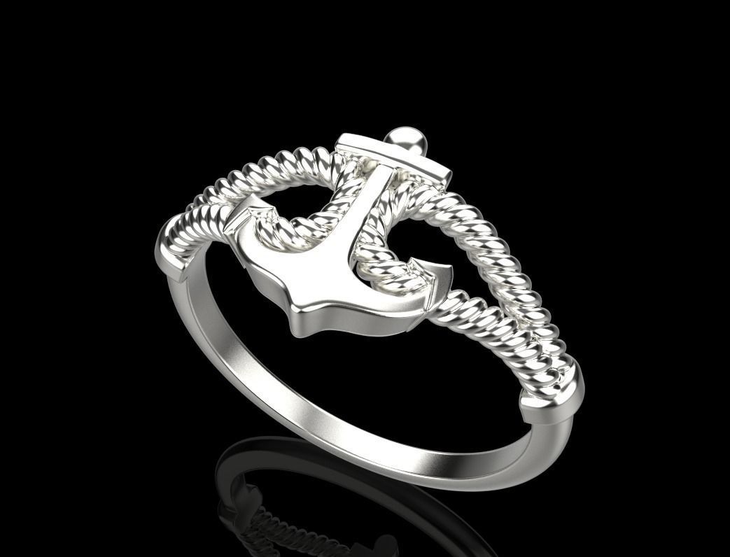 Gold Collection Anchor Ring US Size 10 5 3D print model_11