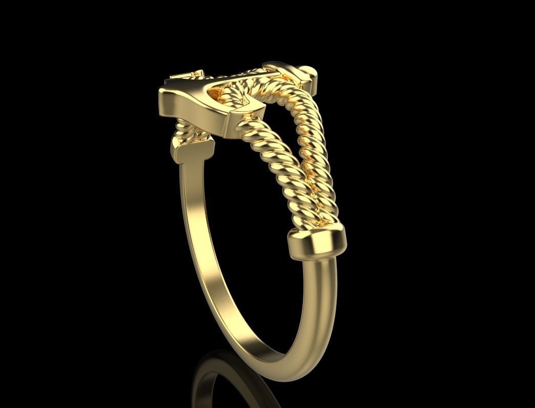 Gold Collection Anchor Ring US Size 10 5 3D print model_7