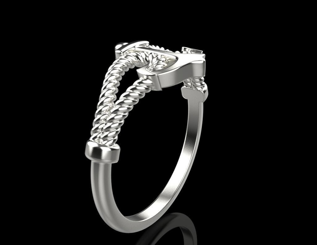 Gold Collection Anchor Ring US Size 11 3D print model_12