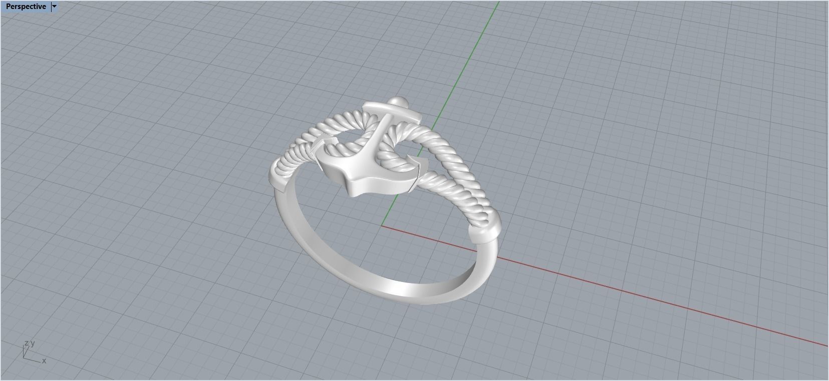 Gold Collection Anchor Ring US Size 11 3D print model_25