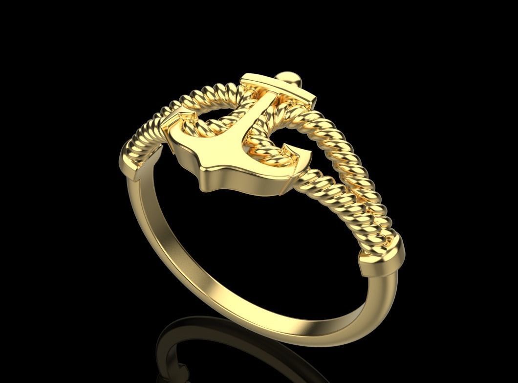 Gold Collection Anchor Ring US Size 11 3D print model_6