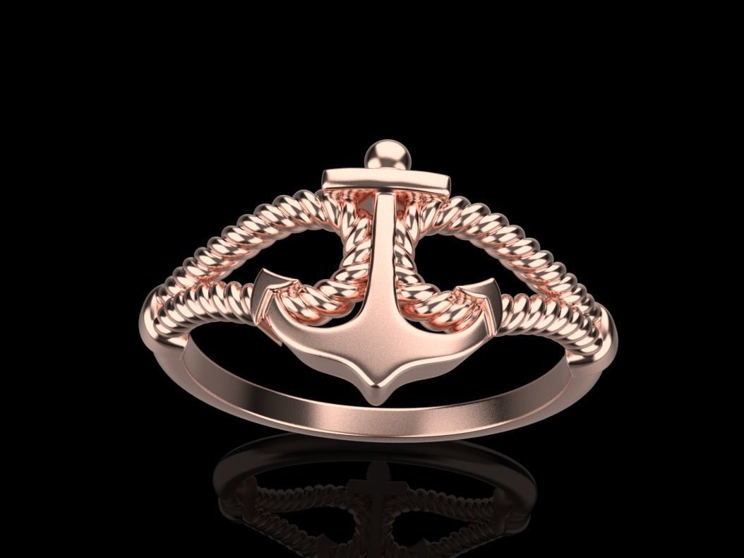Gold Collection Anchor Ring US Size 11 3D print model_16
