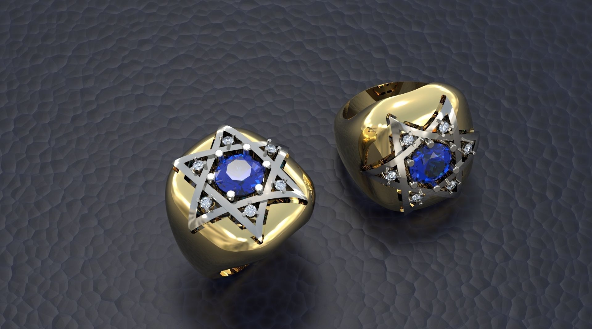 RING WITH DAVID STAR 3D print model_1