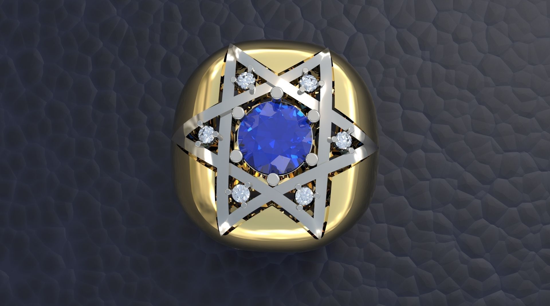 RING WITH DAVID STAR 3D print model_5