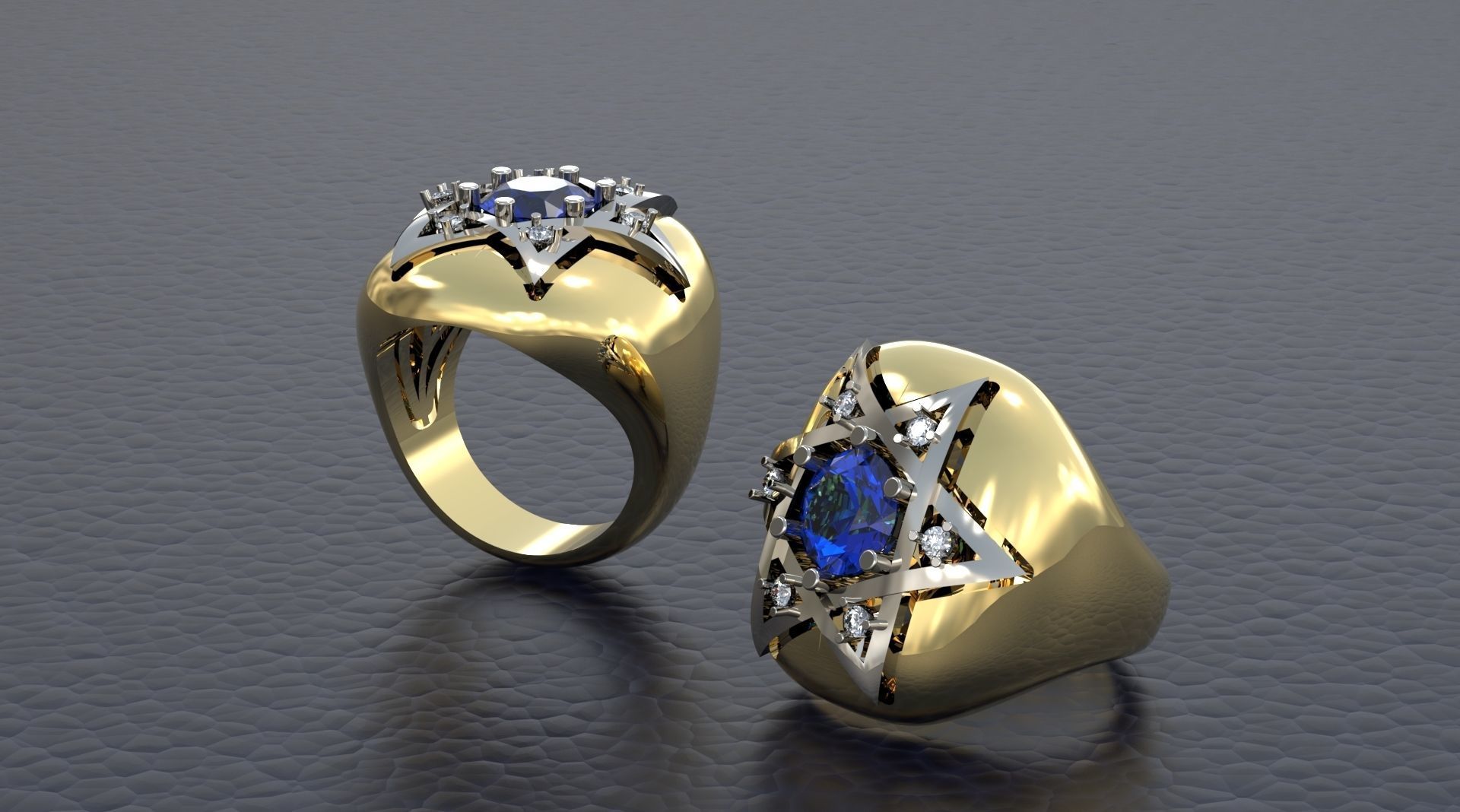RING WITH DAVID STAR 3D print model_2