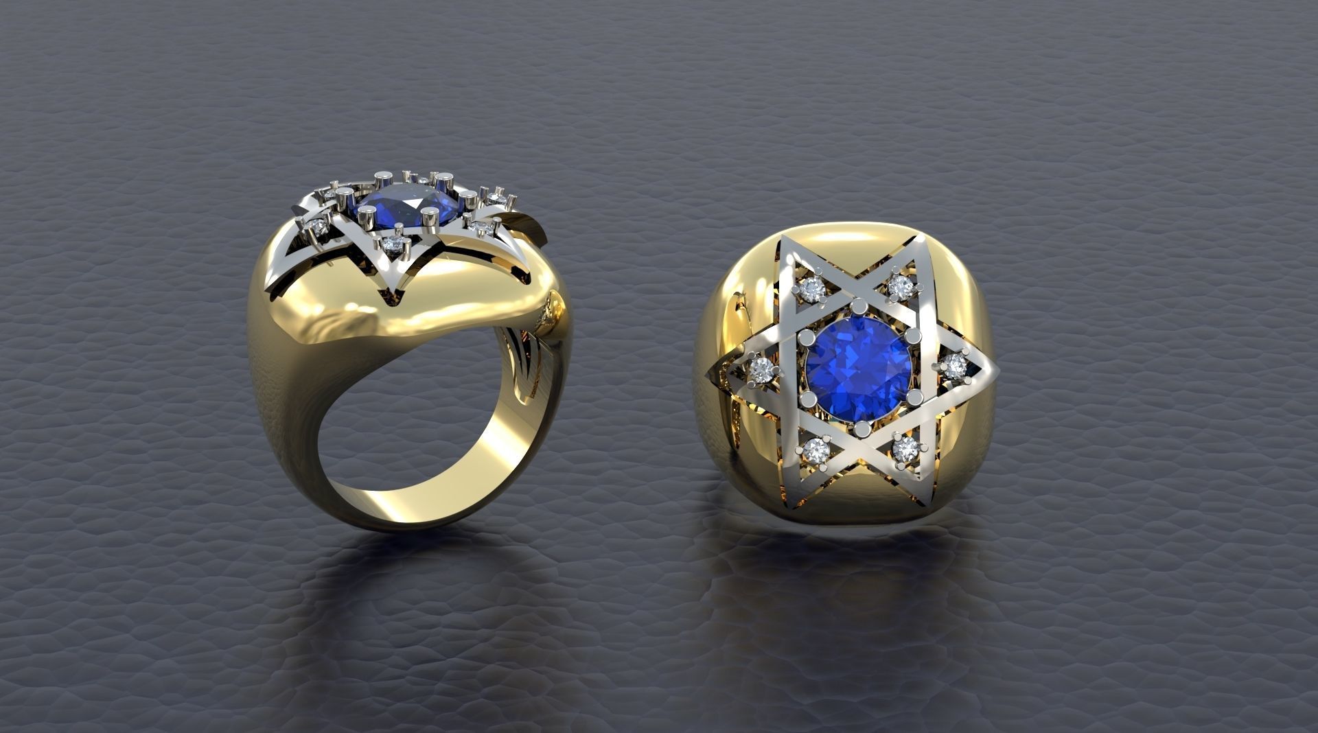 RING WITH DAVID STAR 3D print model_8