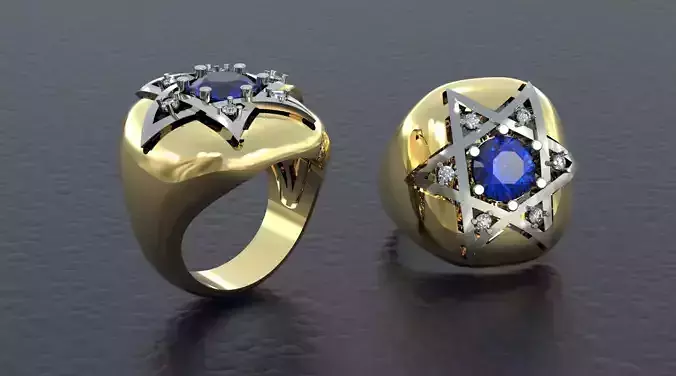 RING WITH DAVID STAR 3D print model