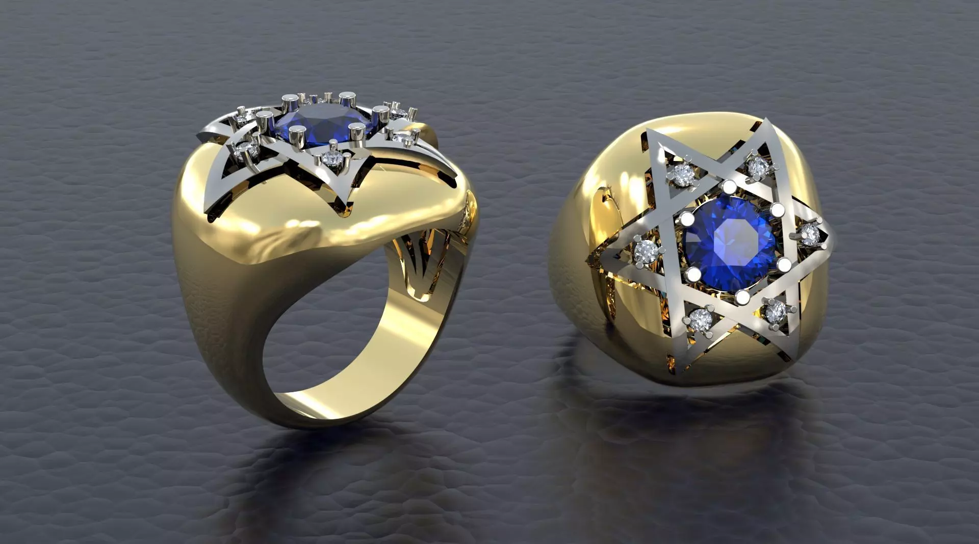 RING WITH DAVID STAR 3D print model_0