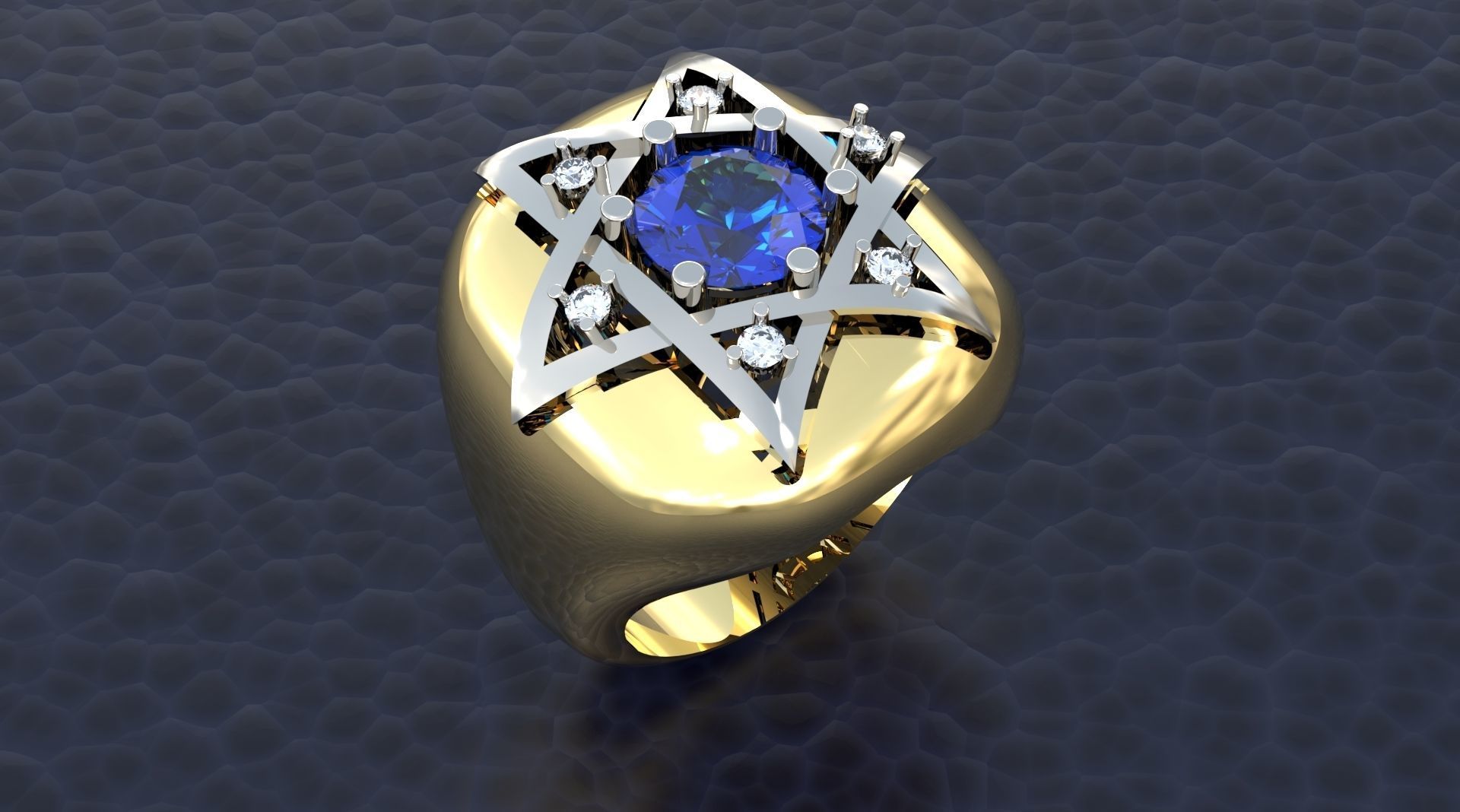 RING WITH DAVID STAR 3D print model_3