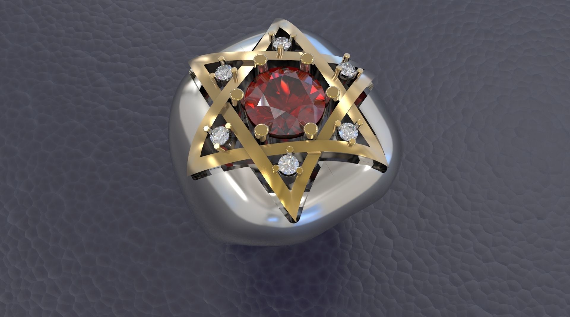 RING WITH DAVID STAR 3D print model_6