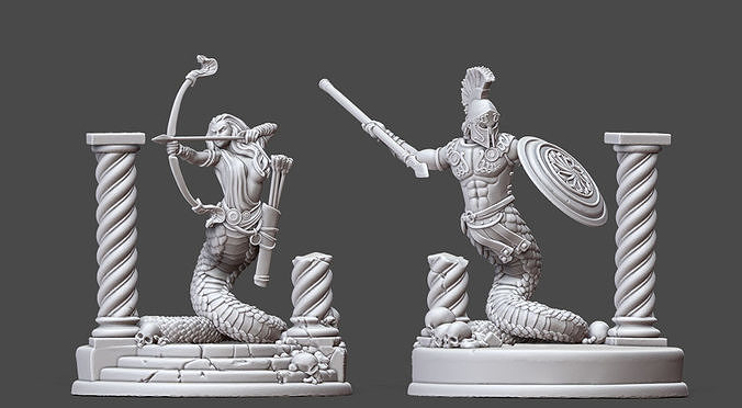 Meduse and Cecrops - 35 mm scale 3D print model