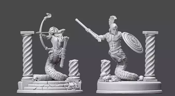 Meduse and Cecrops - 35 mm scale 3D print model