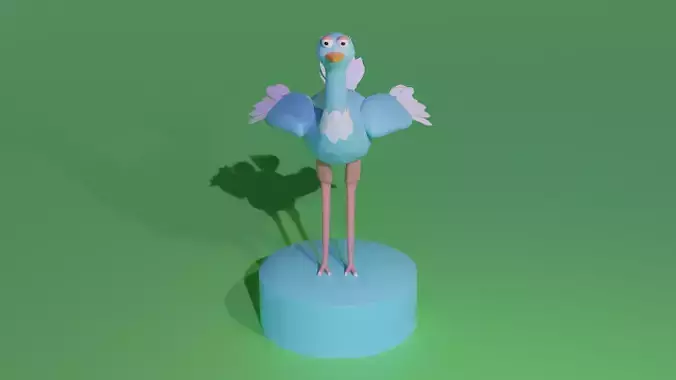 3D Rigged and Animated Sylized Mid Poly - Low Poly Ostrich