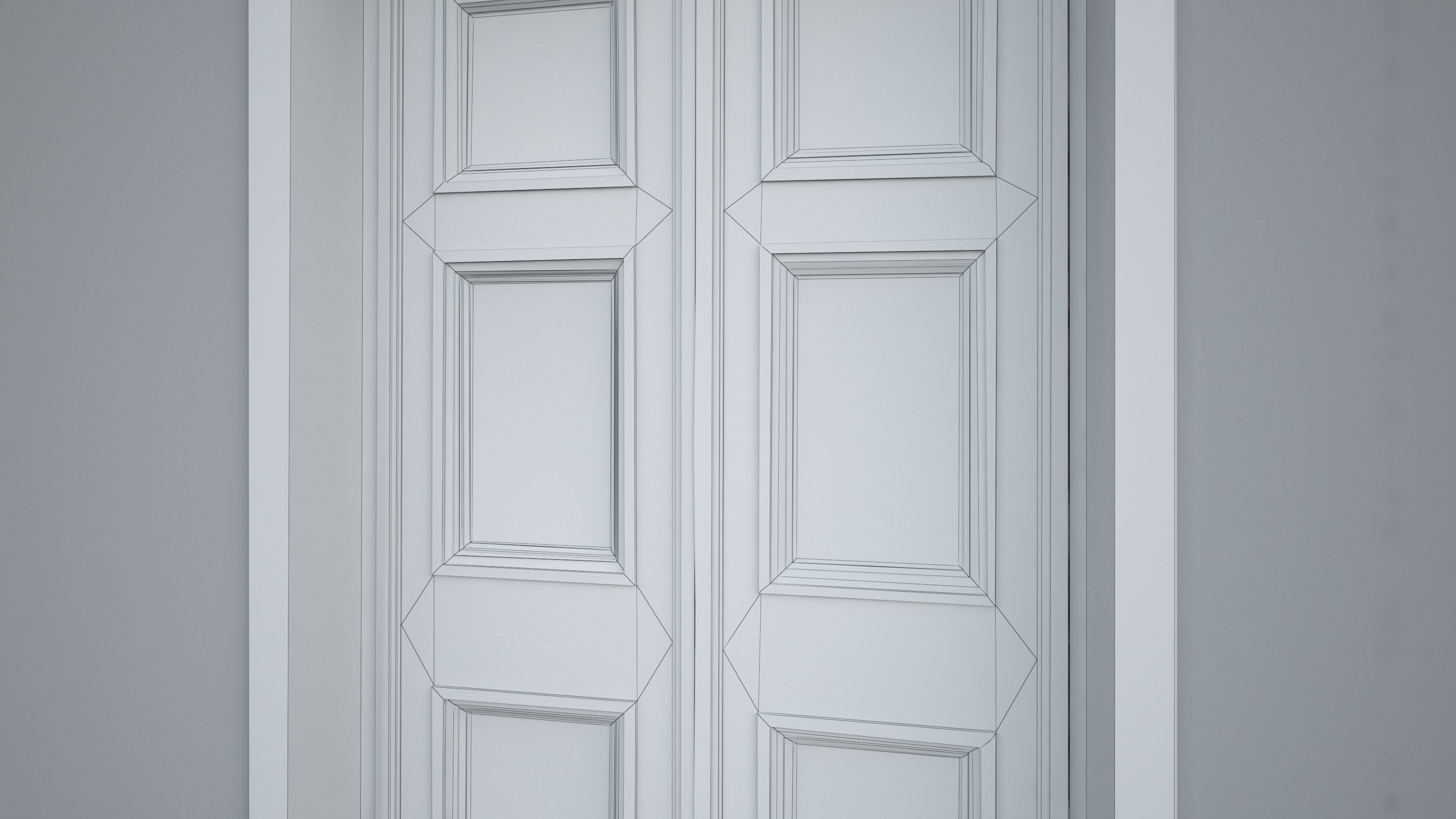 Old solid wood door and windows Low-poly 3D model_6