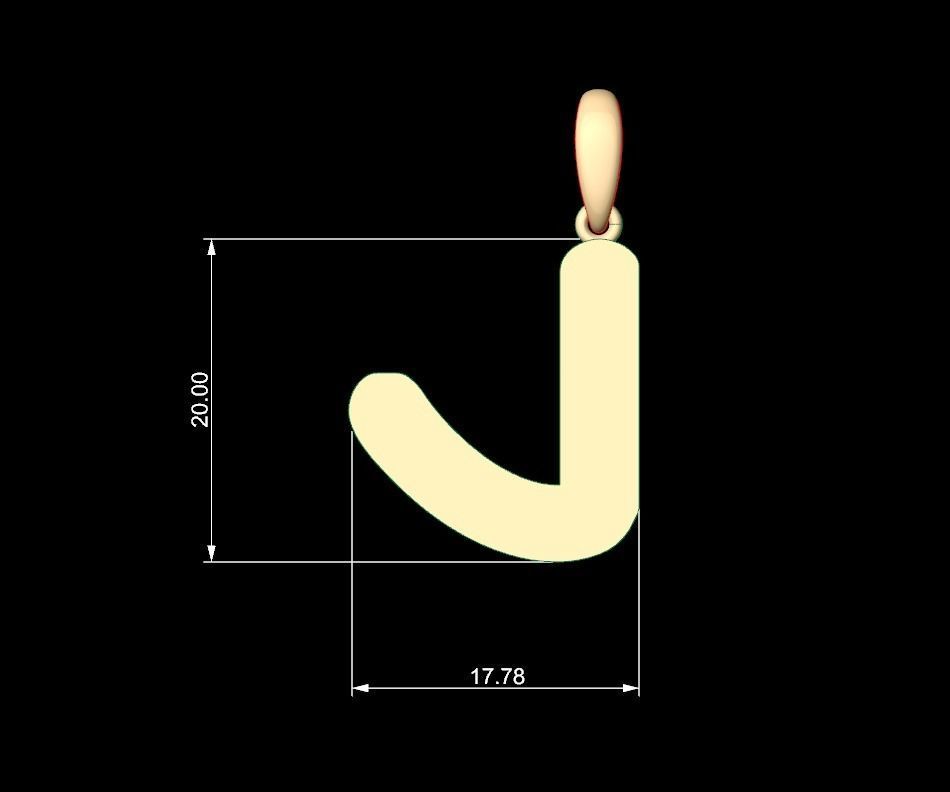 Initial Letters Pendant Ecliptic J 3D print model_4