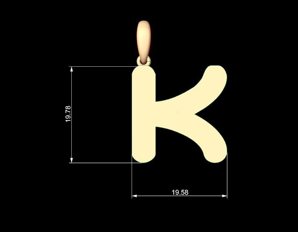 Initial Letters Pendant Ecliptic K 3D print model_4