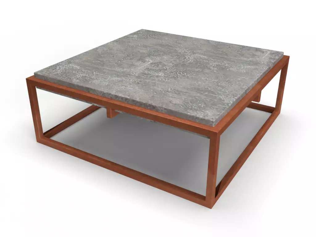 Coffee Table made of metal and concrete 3D model_0