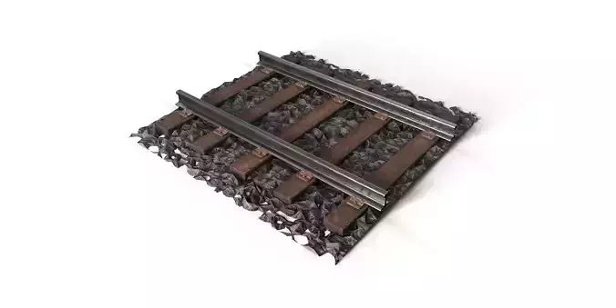 Train Tracks with basic Gravel Low-poly 3D model