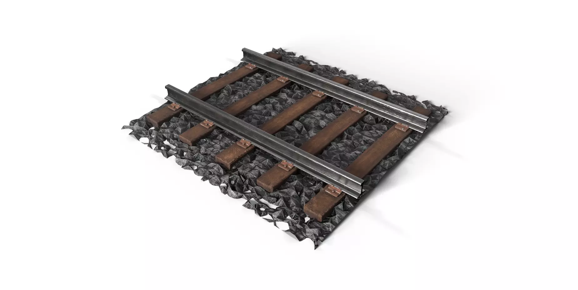 Train Tracks with basic Gravel Low-poly 3D model_0