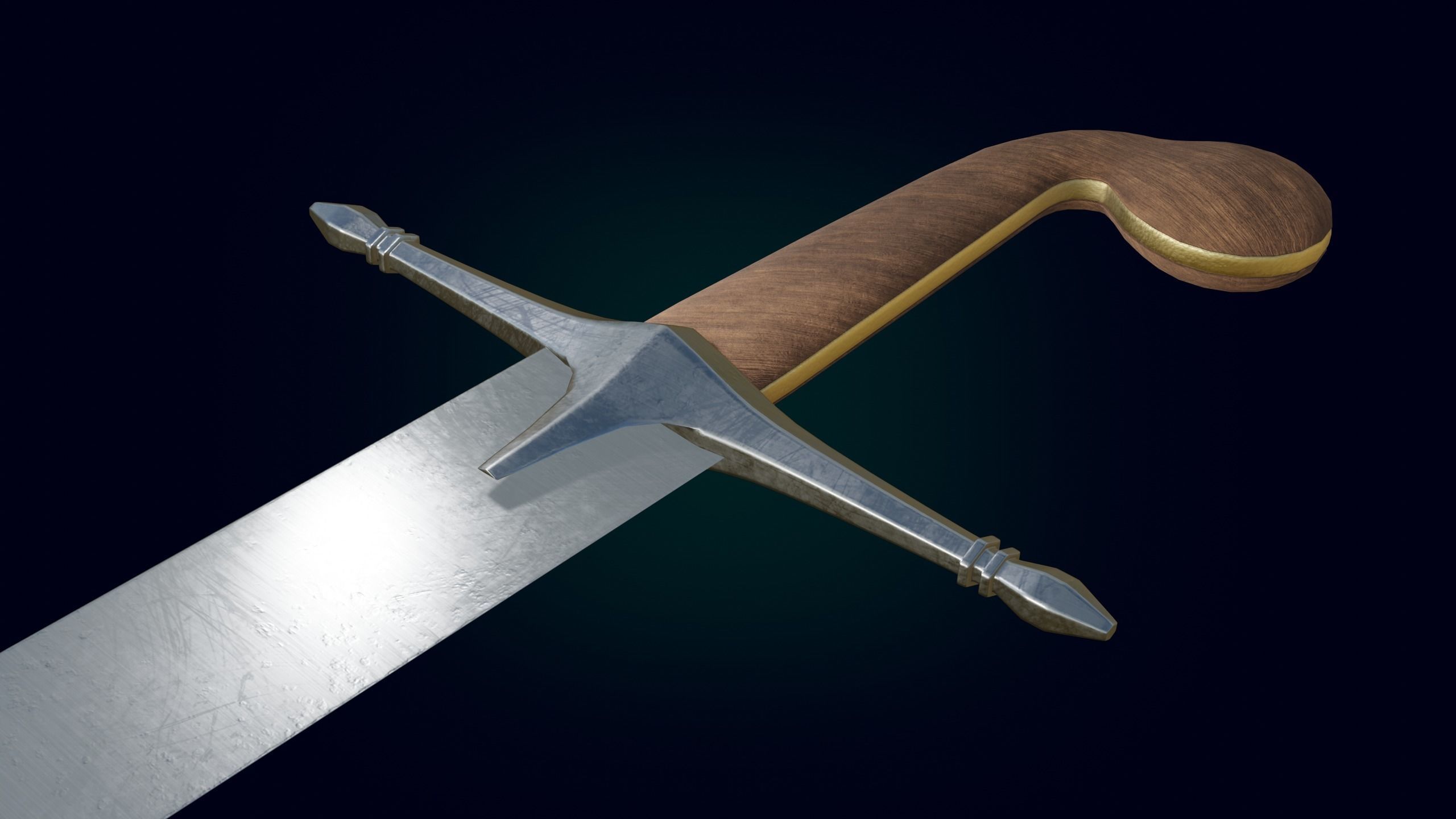 Medieval Realictic Ottoman Sabre Middle-poly Game ready 3D model_1