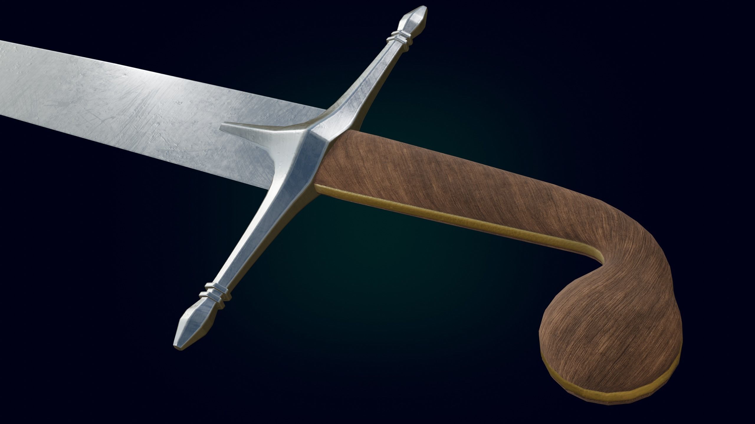 Medieval Realictic Ottoman Sabre Middle-poly Game ready 3D model_2