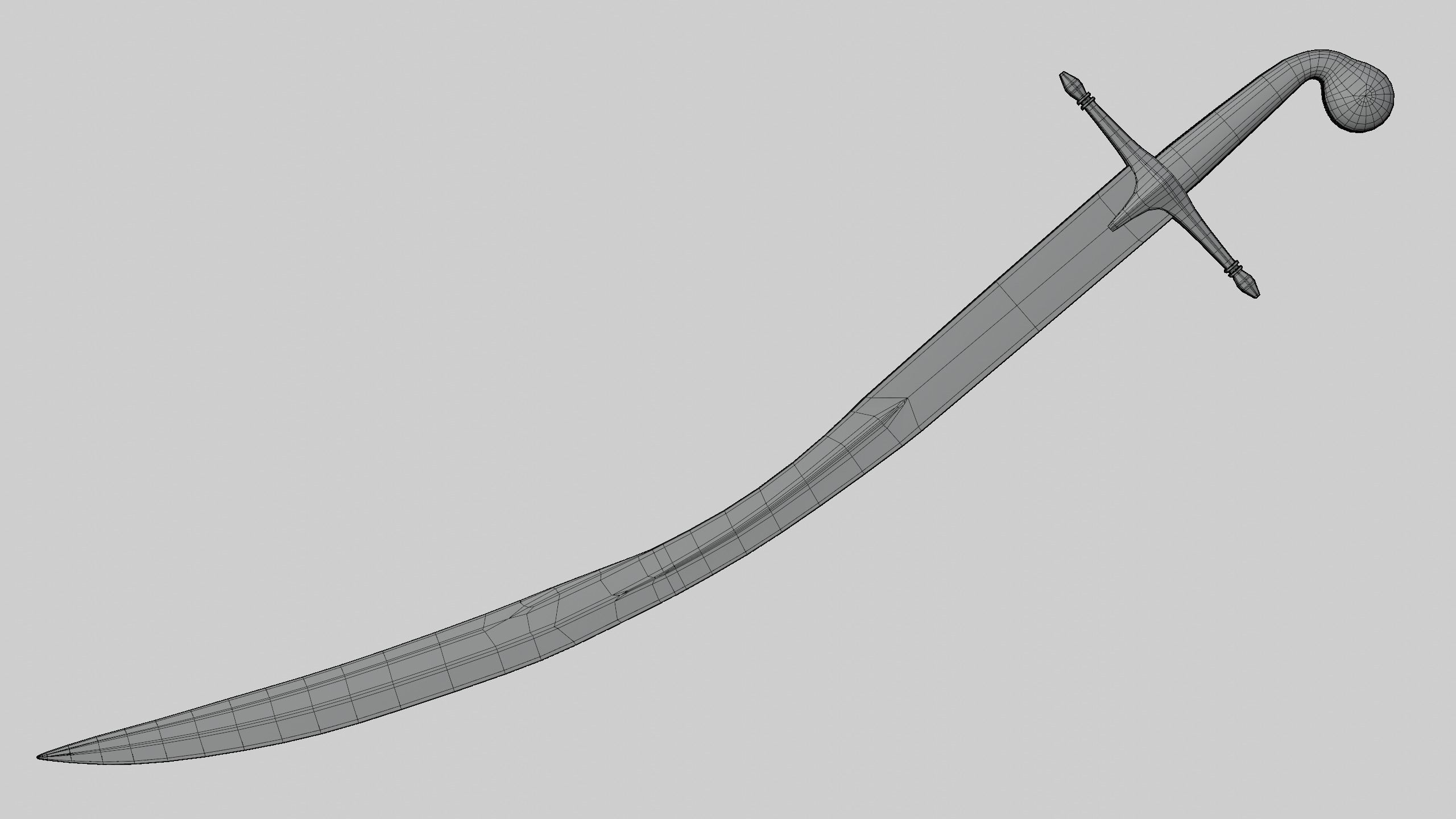 Medieval Realictic Ottoman Sabre Middle-poly Game ready 3D model_7
