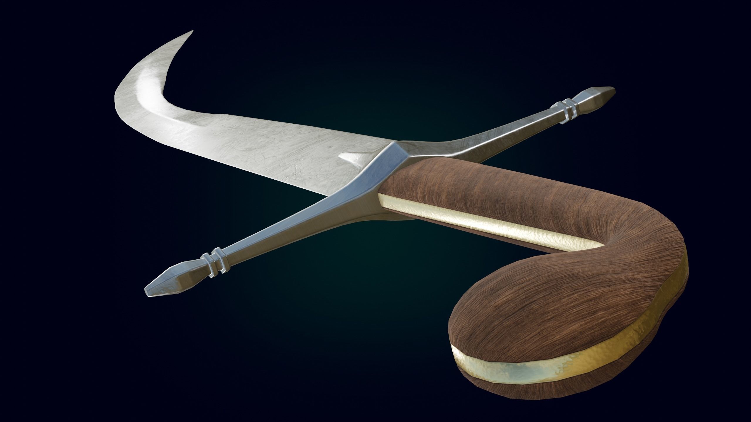 Medieval Realictic Ottoman Sabre Middle-poly Game ready 3D model_4