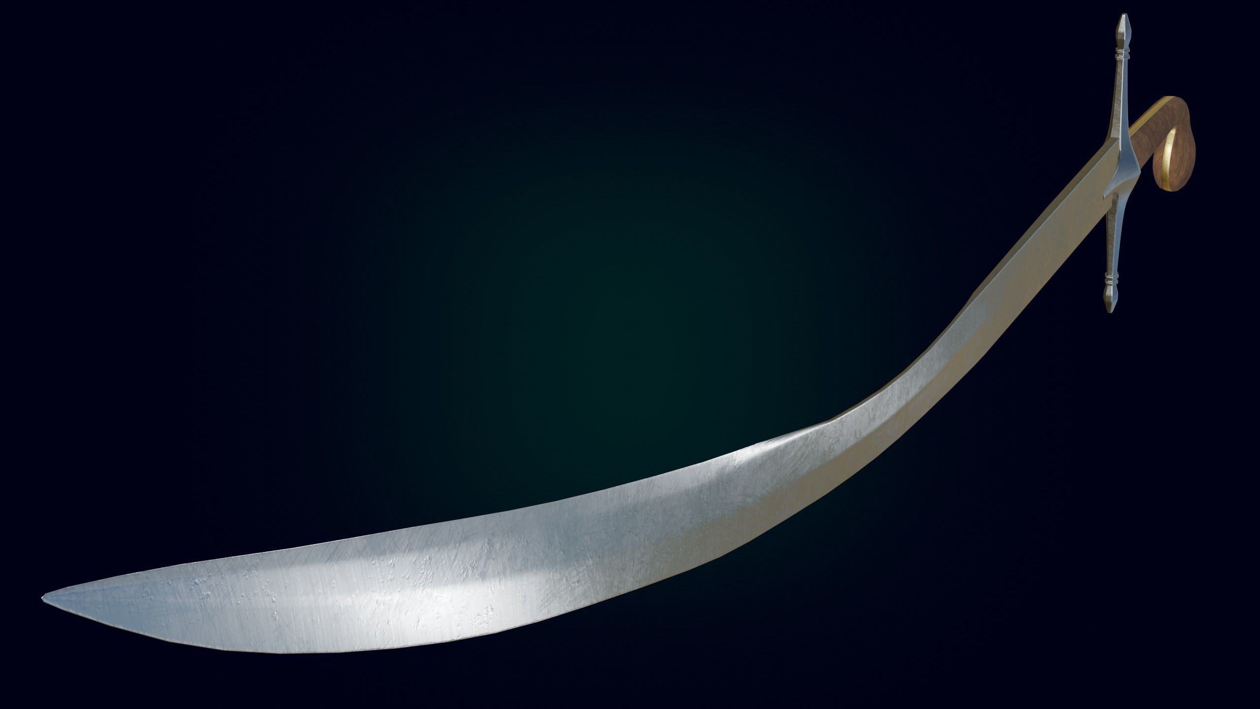 Medieval Realictic Ottoman Sabre Middle-poly Game ready 3D model_5