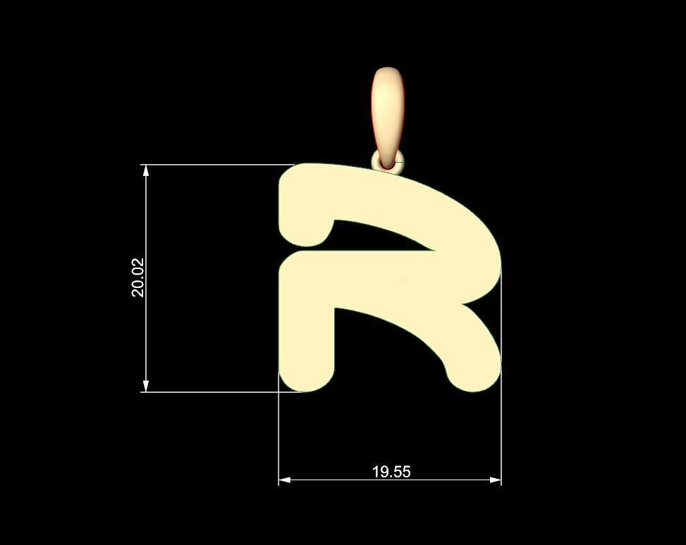Initial Letters Pendant Ecliptic R 3D print model_4