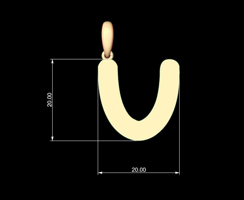 Initial Letters Pendant Ecliptic U 3D print model_4