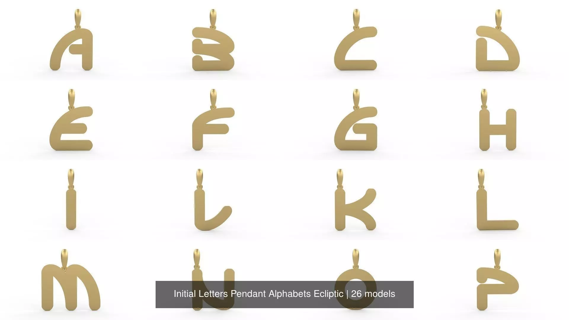 Initial Letters Pendant Alphabets Ecliptic 3D Model Collection_0