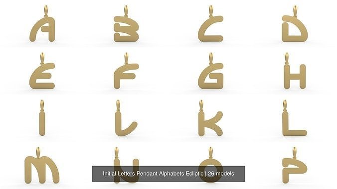 Initial Letters Pendant Alphabets Ecliptic 3D Model Collection