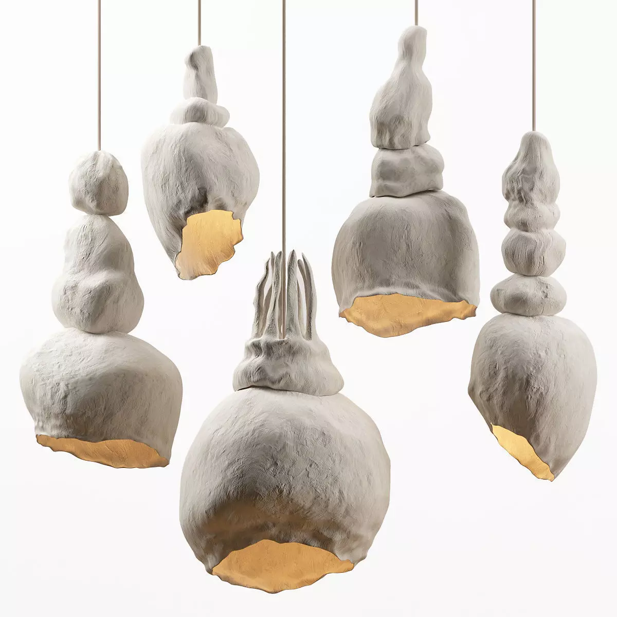 Clay lamps - 5 models 3D model_0