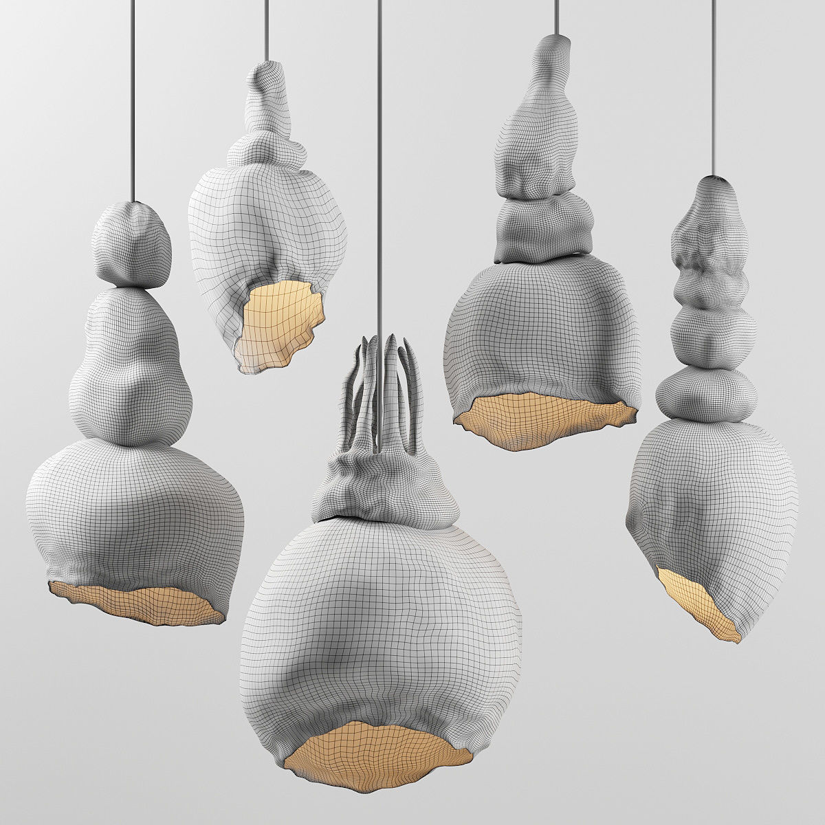 Clay lamps - 5 models 3D model_2