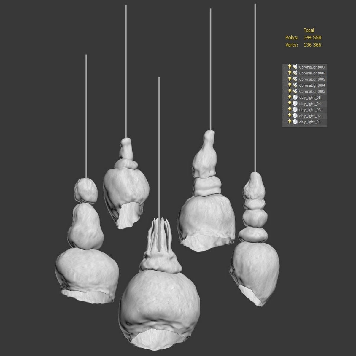Clay lamps - 5 models 3D model_3
