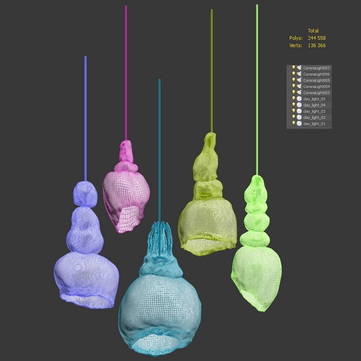 Clay lamps - 5 models 3D model_4