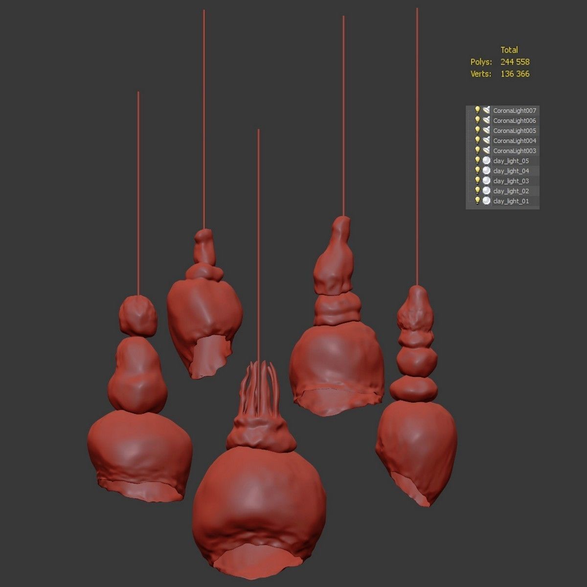Clay lamps - 5 models 3D model_5
