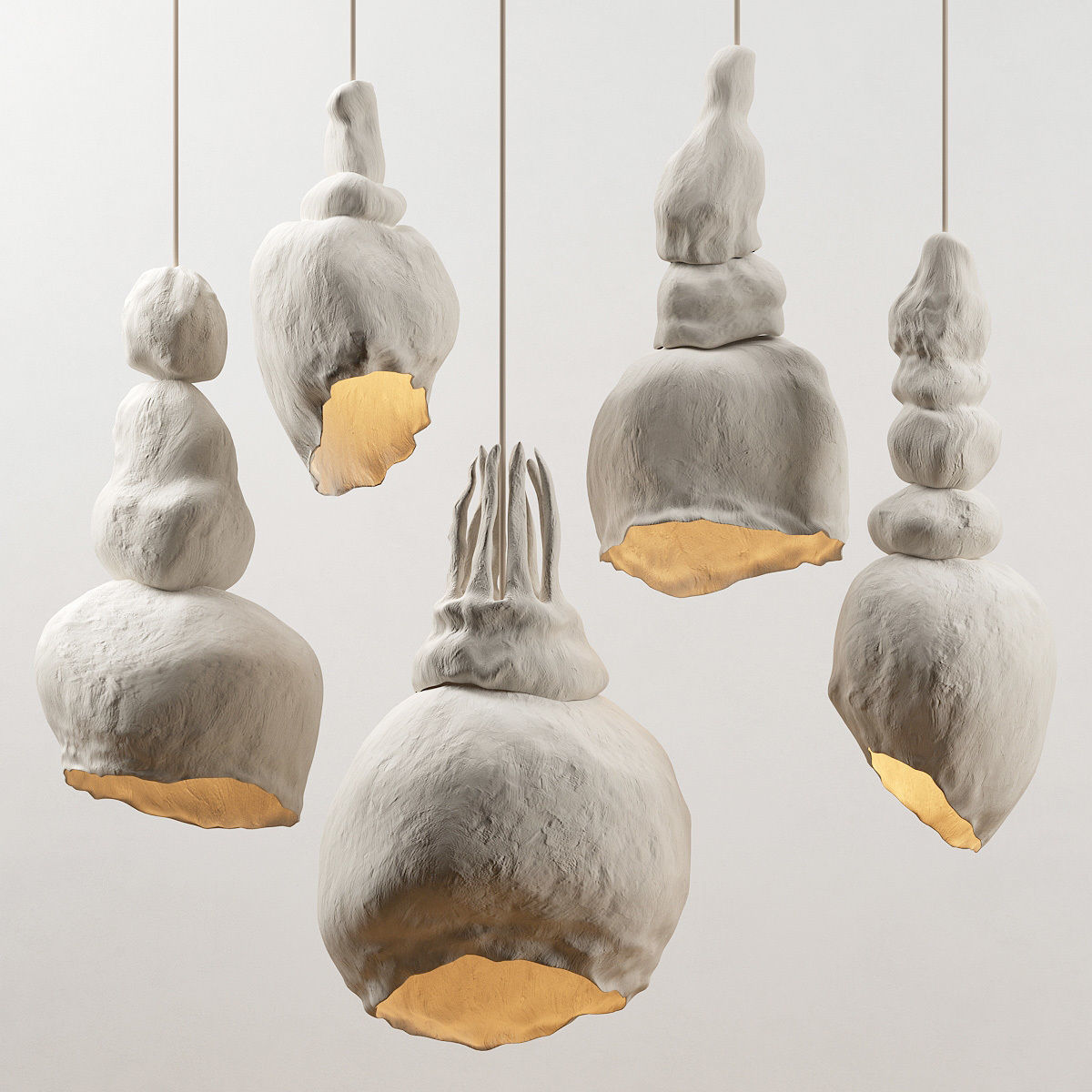 Clay lamps - 5 models 3D model_1