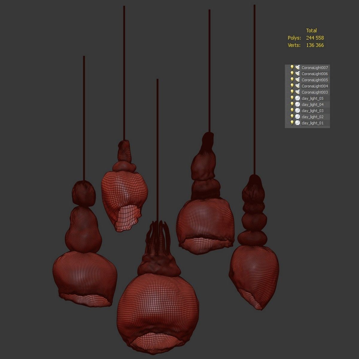 Clay lamps - 5 models 3D model_6
