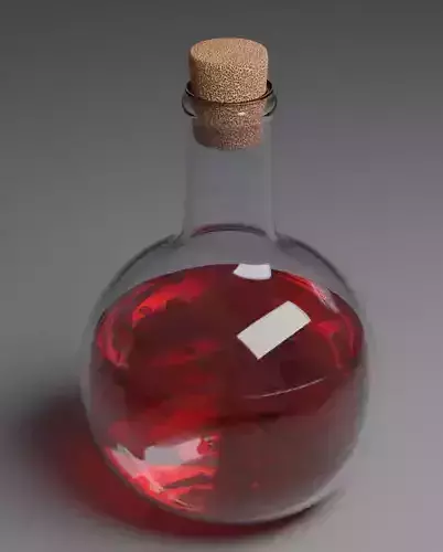Potions liquid in glass bottle