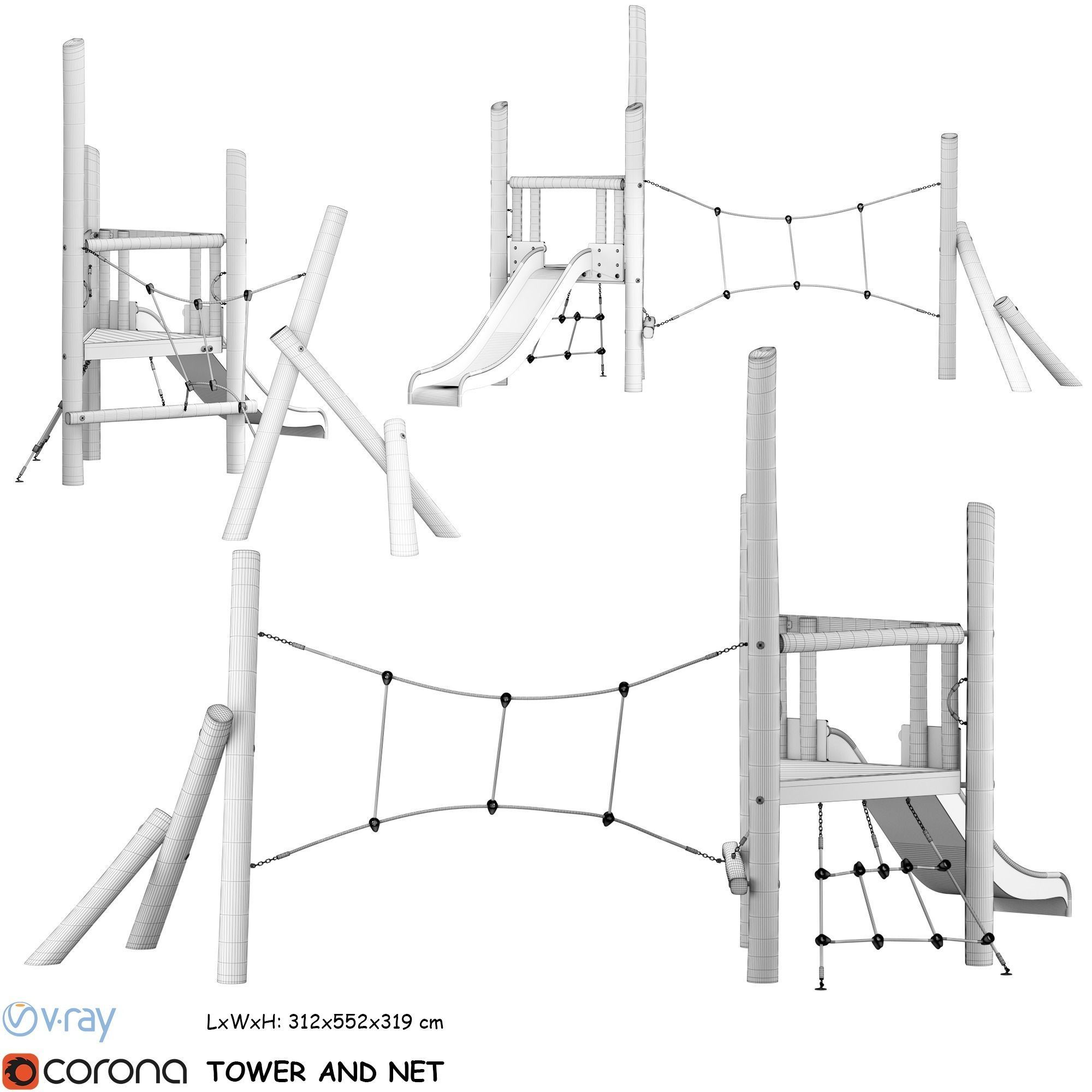Kompan Tower and Net  3D model_10